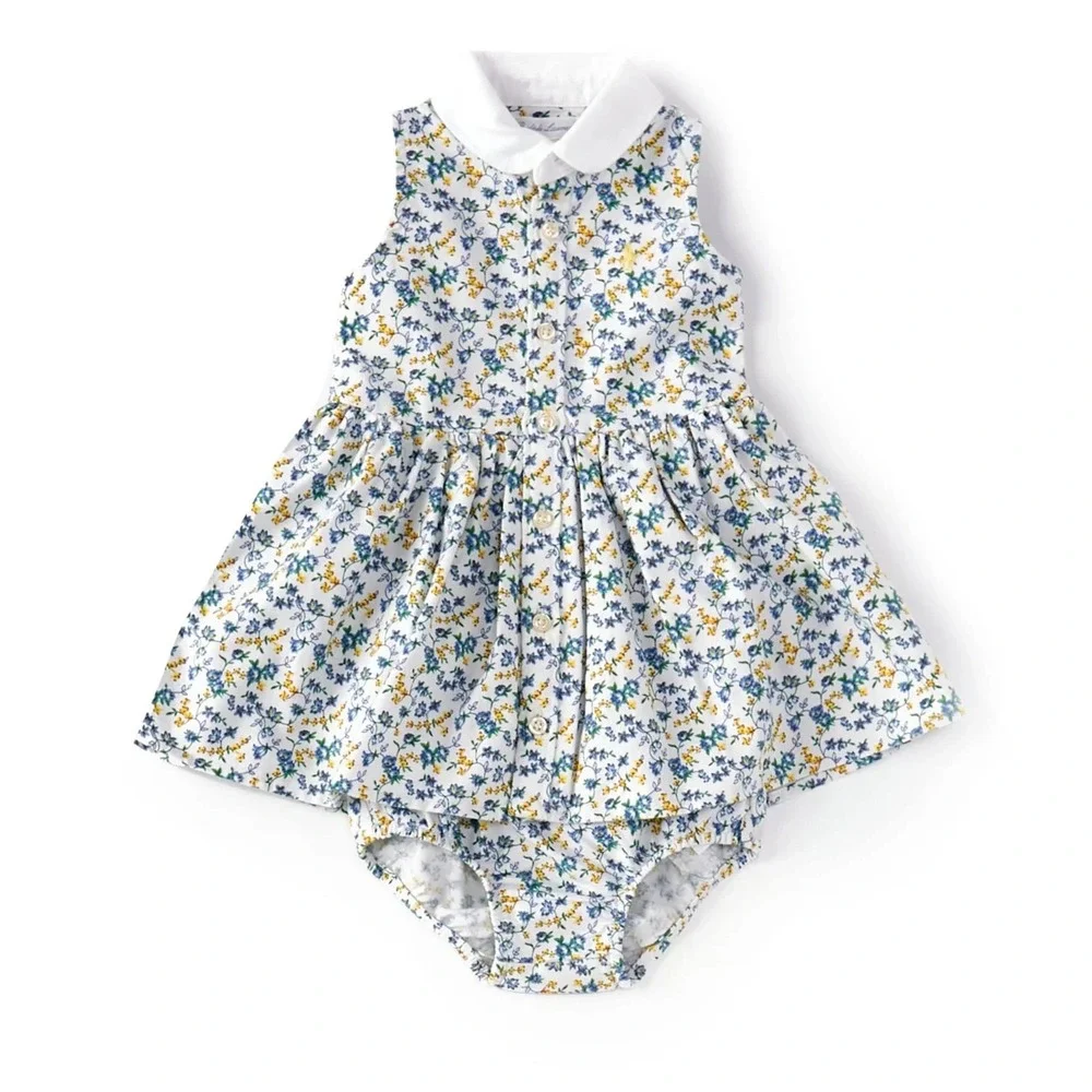 Ralph Lauren Floral Cotton Shirtdress and Bloomer Size 24 Months